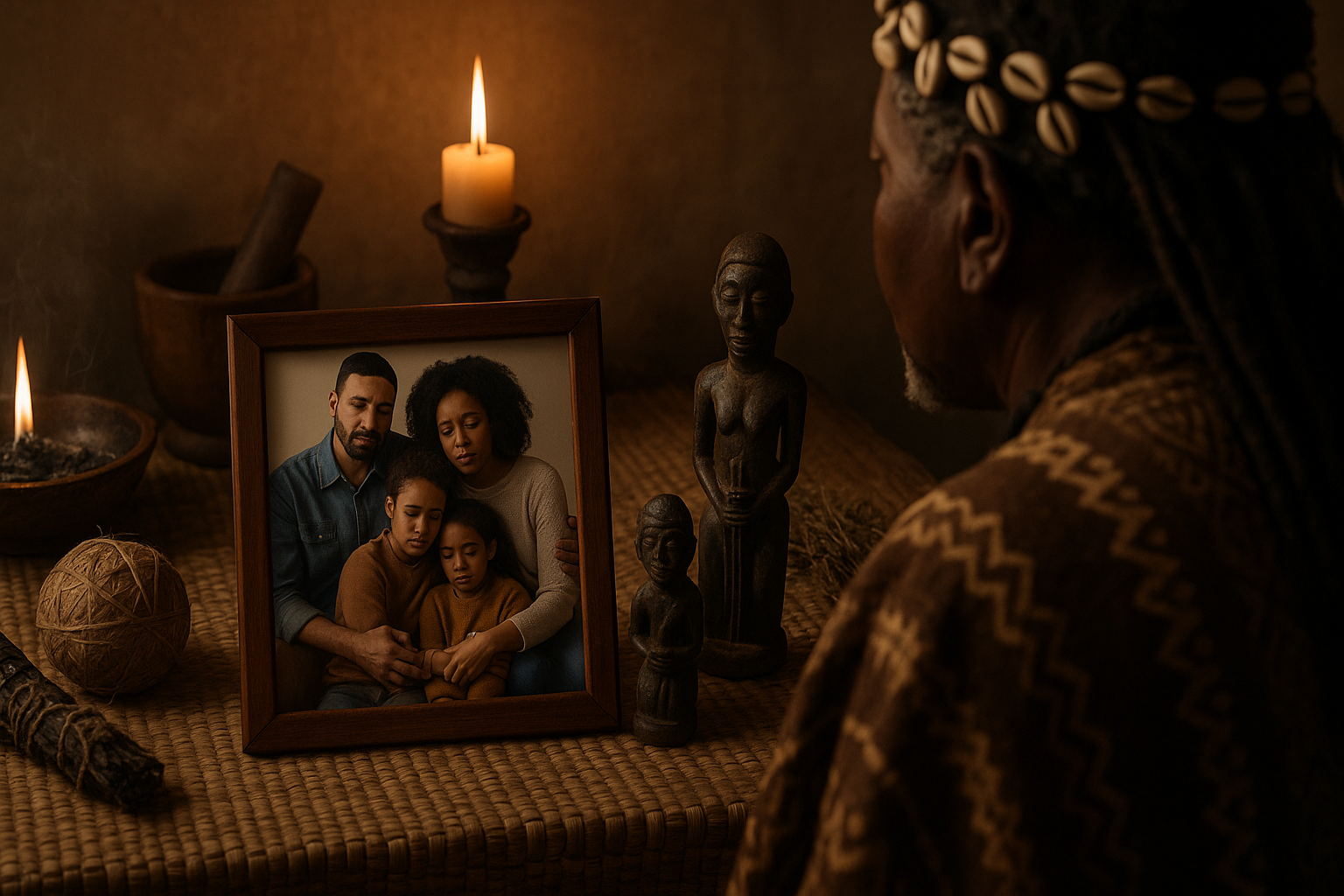 Tarot and bones reading by a traditional healer for family unity restoration